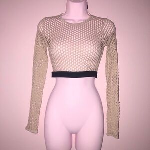 mesh fishnet pink top